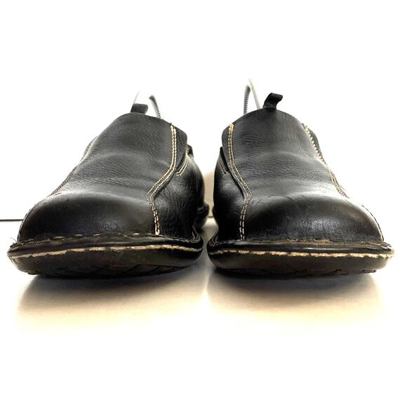 Born Black Leather Sz 8 Slip on Loafer Wide toe Box Shock Absorbing footbed - Picture 4 of 8